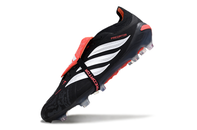 Adidas Predator 26 Elite Fold-Over Tongue FG Firm Ground Soccer Cleats - Black/Vibrant Red/Metallic Silver