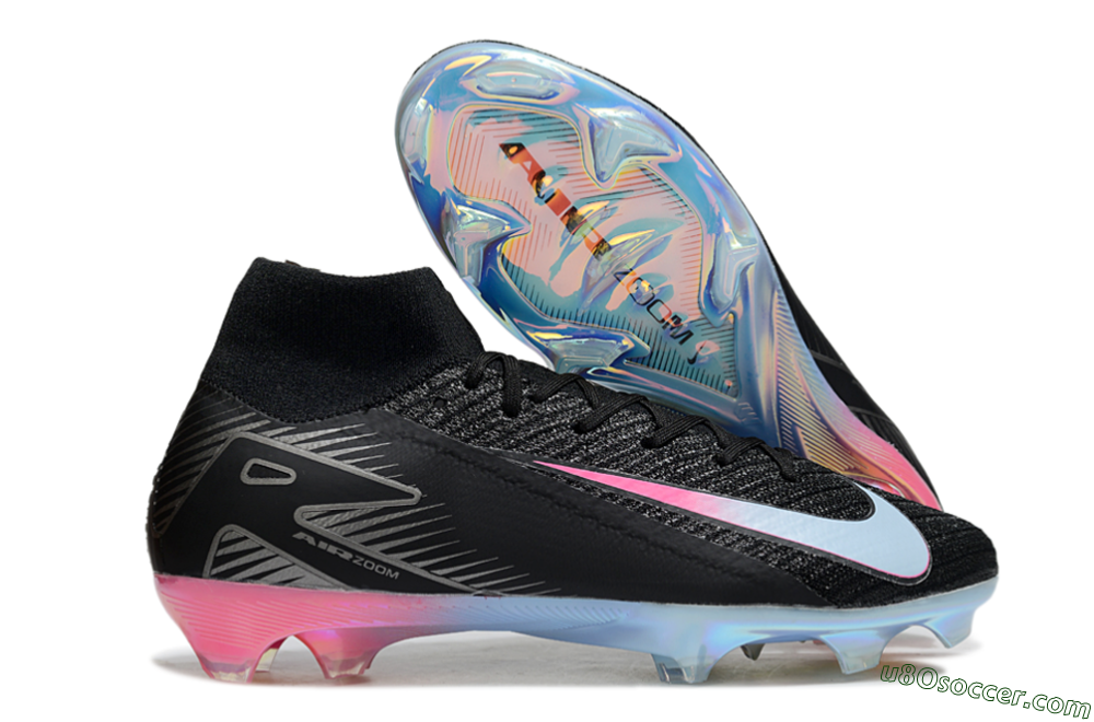Nike Air Zoom Mercurial Superfly 10 Elite FG Firm Ground Soccer Cleats - Black/Iridescent Pink/Iridescent Blue 1