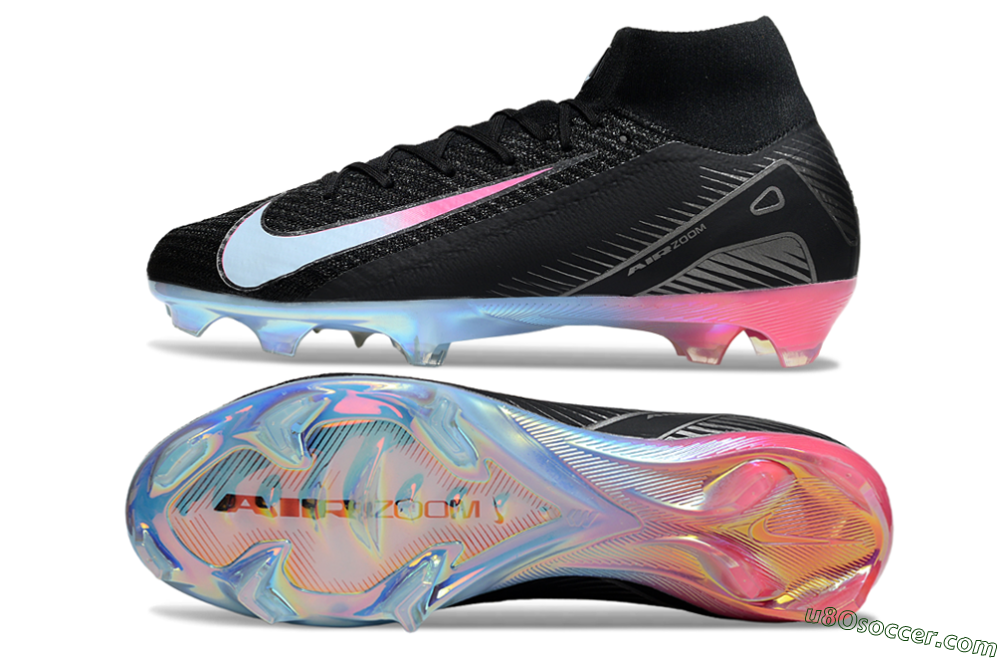 Nike Air Zoom Mercurial Superfly 10 Elite FG Firm Ground Soccer Cleats - Black/Iridescent Pink/Iridescent Blue 0