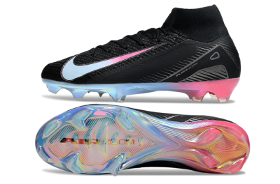 Nike Air Zoom Mercurial Superfly 10 Elite FG Firm Ground Soccer Cleats - Black/Iridescent Pink/Iridescent Blue