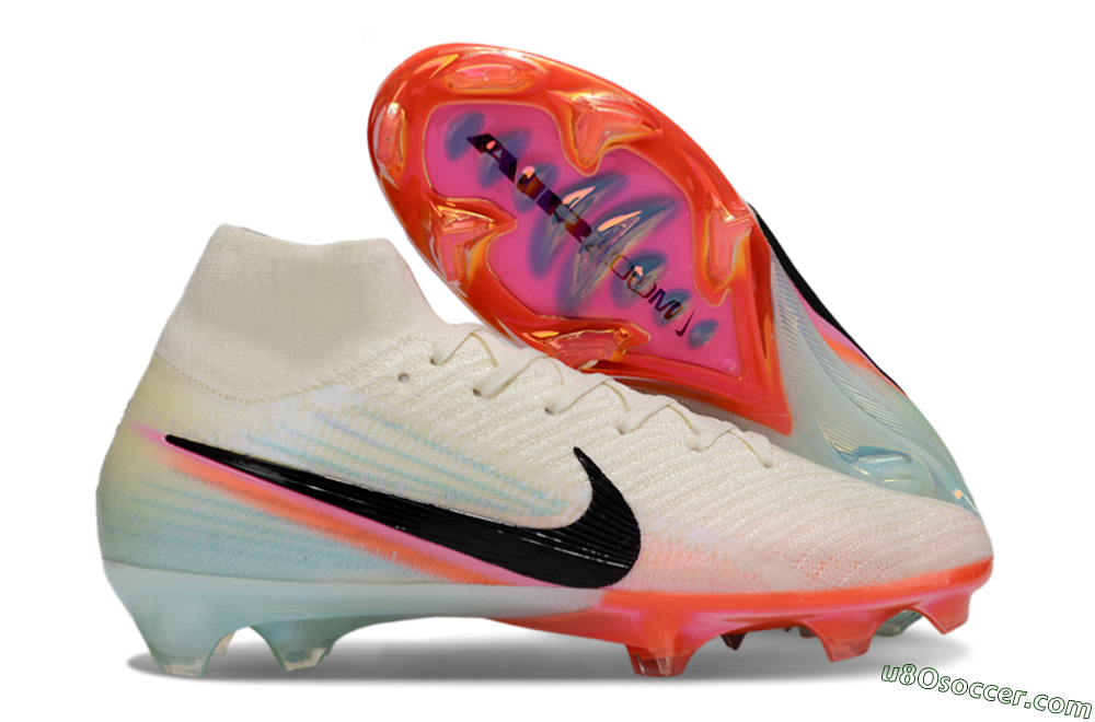 Nike Air Zoom Mercurial Superfly 10 Elite FG Firm Ground Soccer Cleats - White/Coral Orange/Light Blue 1