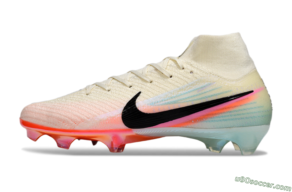 Nike Air Zoom Mercurial Superfly 10 Elite FG Firm Ground Soccer Cleats - White/Coral Orange/Light Blue 2