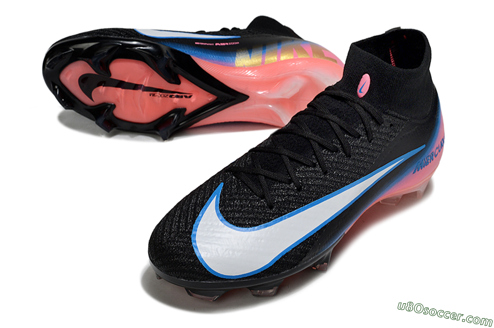 Nike Air Zoom Mercurial Superfly 10 Elite FG Firm Ground Soccer Cleats - Black/Sky Blue/Flame Pink 3