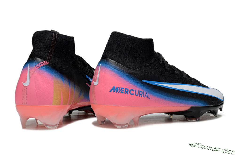 Nike Air Zoom Mercurial Superfly 10 Elite FG Firm Ground Soccer Cleats - Black/Sky Blue/Flame Pink 6
