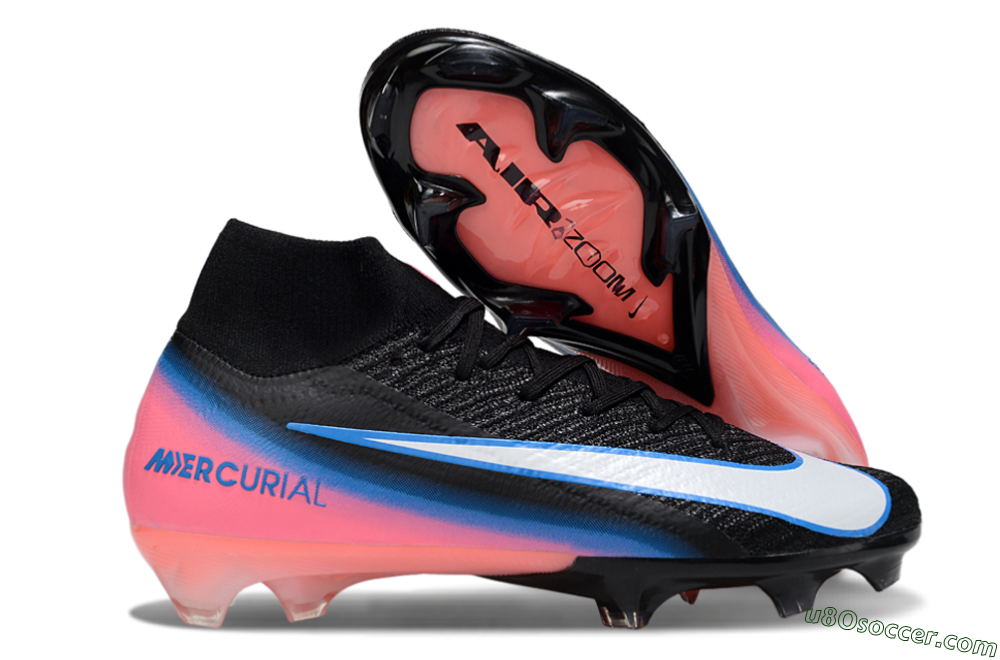 Nike Air Zoom Mercurial Superfly 10 Elite FG Firm Ground Soccer Cleats - Black/Sky Blue/Flame Pink 1