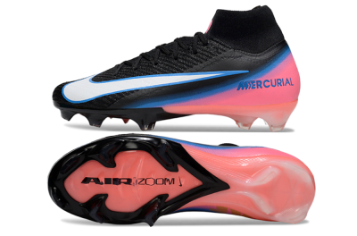 Nike Air Zoom Mercurial Superfly 10 Elite FG Firm Ground Soccer Cleats - Black/Sky Blue/Flame Pink