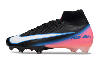 Nike Air Zoom Mercurial Superfly 10 Elite FG Firm Ground Soccer Cleats - Black/Sky Blue/Flame Pink