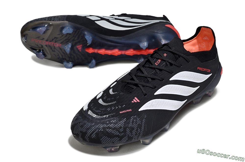 Adidas Predator 26 Elite FG Firm Ground Soccer Cleats - Black/Red/White 3