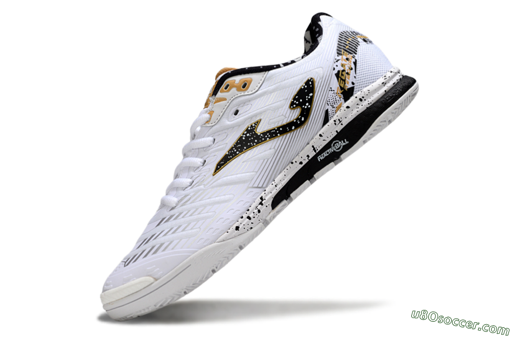 Joma Top Flex IC Indoor & Futsal Soccer Shoes - White/Black/Gold 5