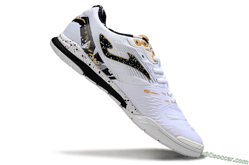 Joma Top Flex IC Indoor & Futsal Soccer Shoes - White/Black/Gold 4