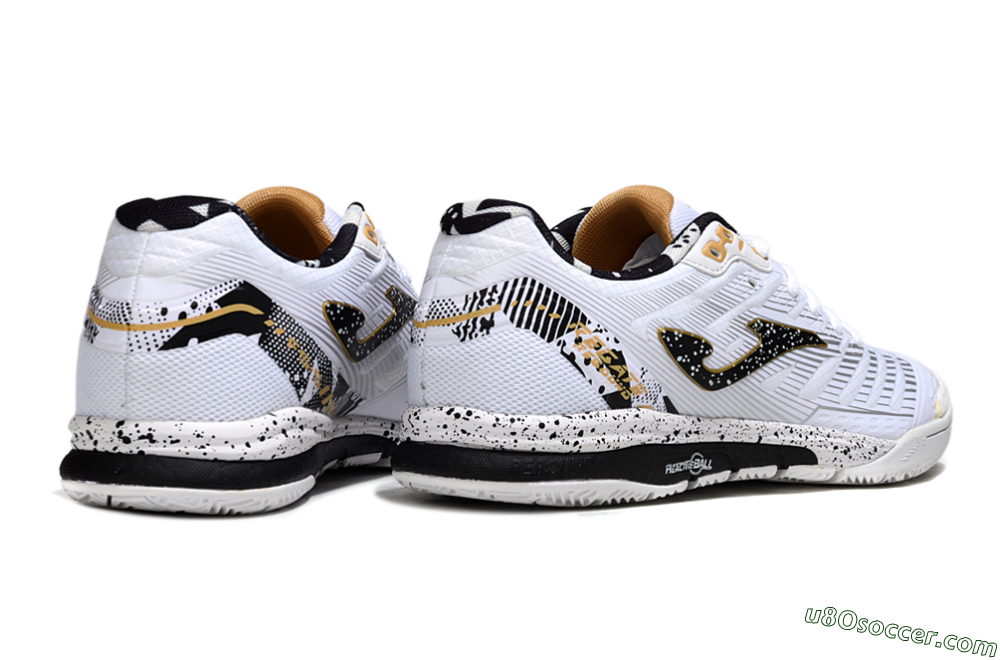 Joma Top Flex IC Indoor & Futsal Soccer Shoes - White/Black/Gold 6