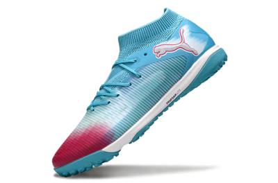 Puma Future 8 Ultimate TF Artificial Turf Soccer Cleats - Aqua/Sunset Pink/Turquoise Blue