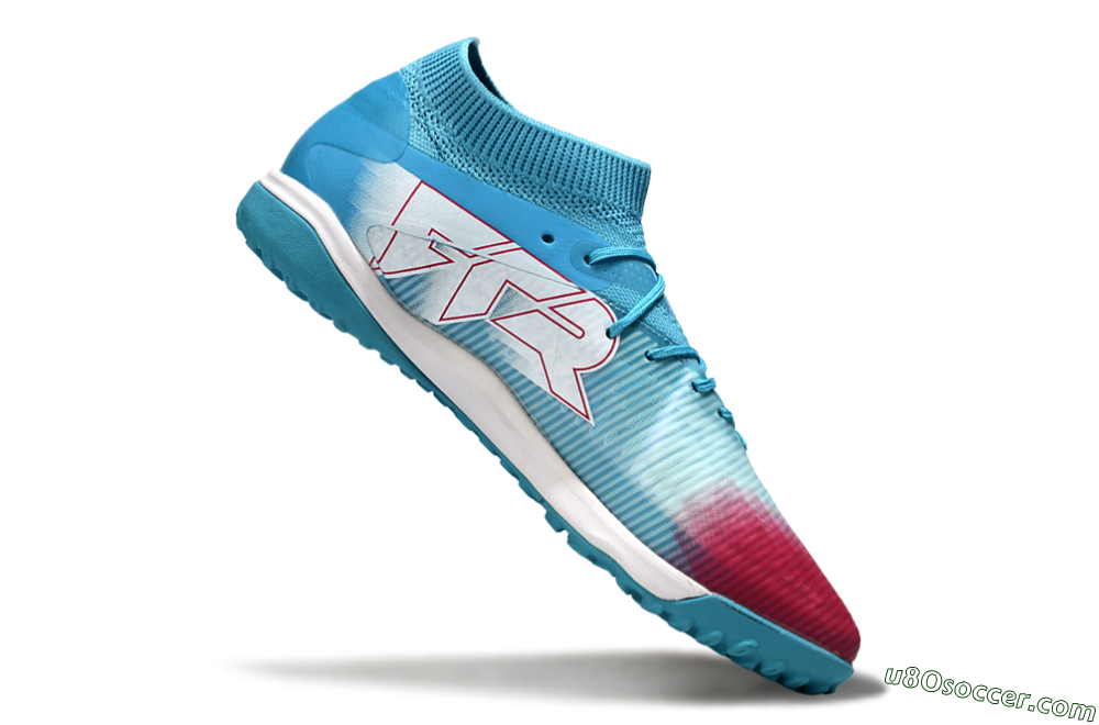 Puma Future 8 Ultimate TF Artificial Turf Soccer Cleats - Aqua/Sunset Pink/Turquoise Blue 4