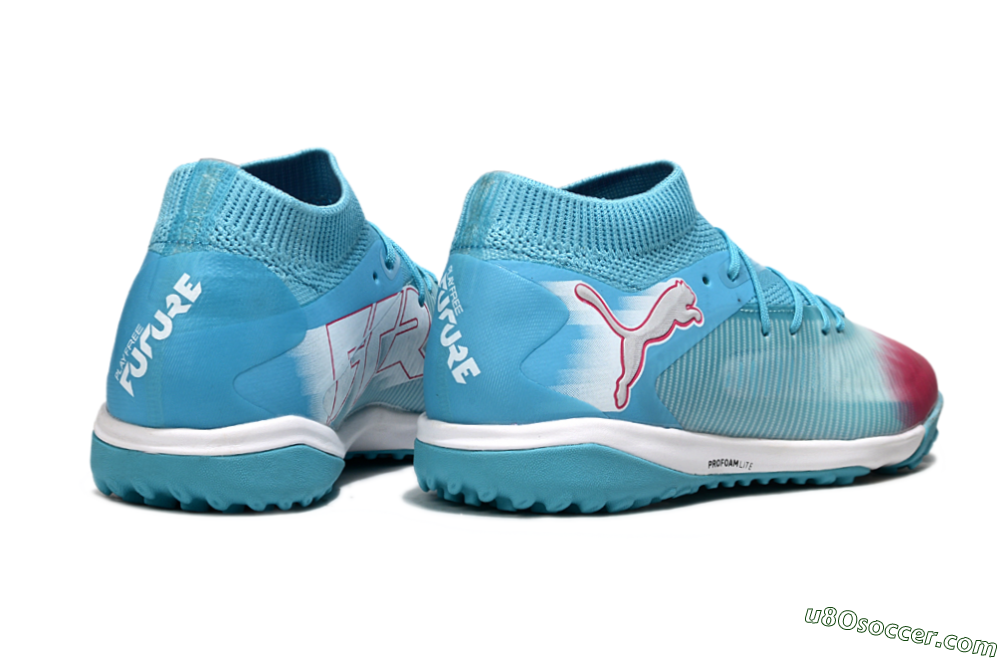 Puma Future 8 Ultimate TF Artificial Turf Soccer Cleats - Aqua/Sunset Pink/Turquoise Blue 6