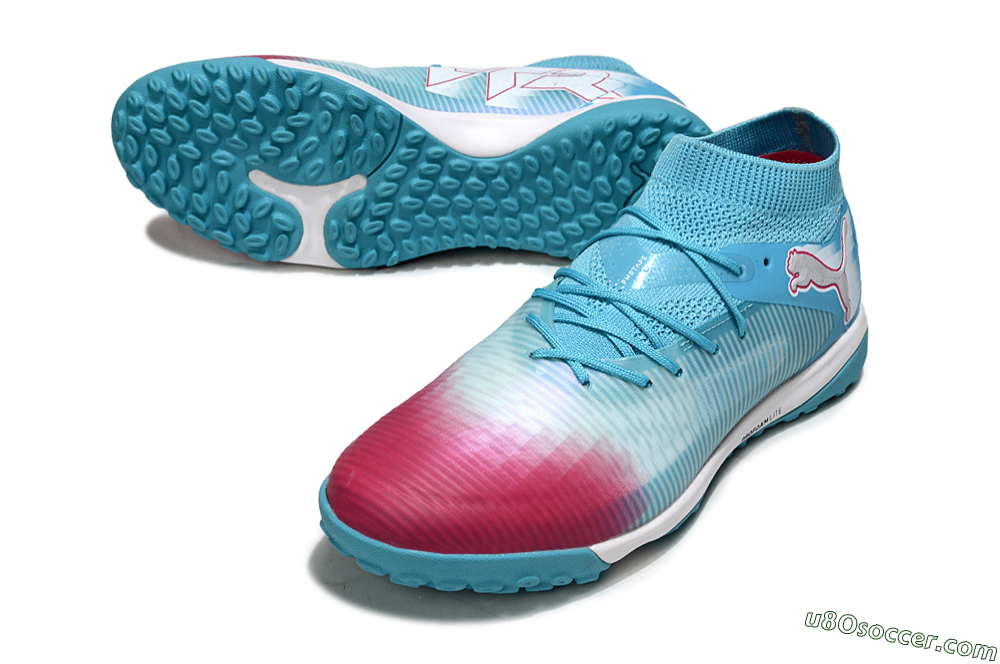 Puma Future 8 Ultimate TF Artificial Turf Soccer Cleats - Aqua/Sunset Pink/Turquoise Blue 3