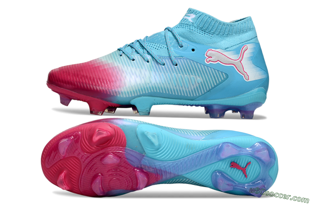Puma Future 8 Ultimate FG Firm Ground Soccer Cleats - Cyan/Electric Blue/Crimson Red 0