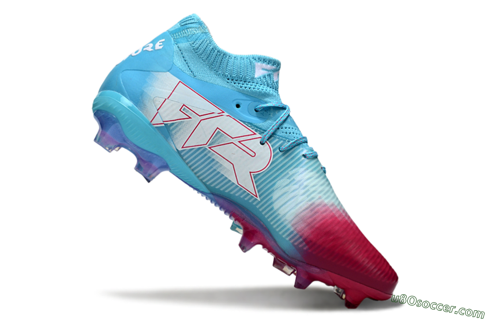 Puma Future 8 Ultimate FG Firm Ground Soccer Cleats - Cyan/Electric Blue/Crimson Red 4