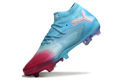 Puma Future 8 Ultimate FG Firm Ground Soccer Cleats - Cyan/Electric Blue/Crimson Red
