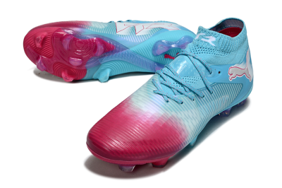 Puma Future 8 Ultimate FG Firm Ground Soccer Cleats - Cyan/Electric Blue/Crimson Red