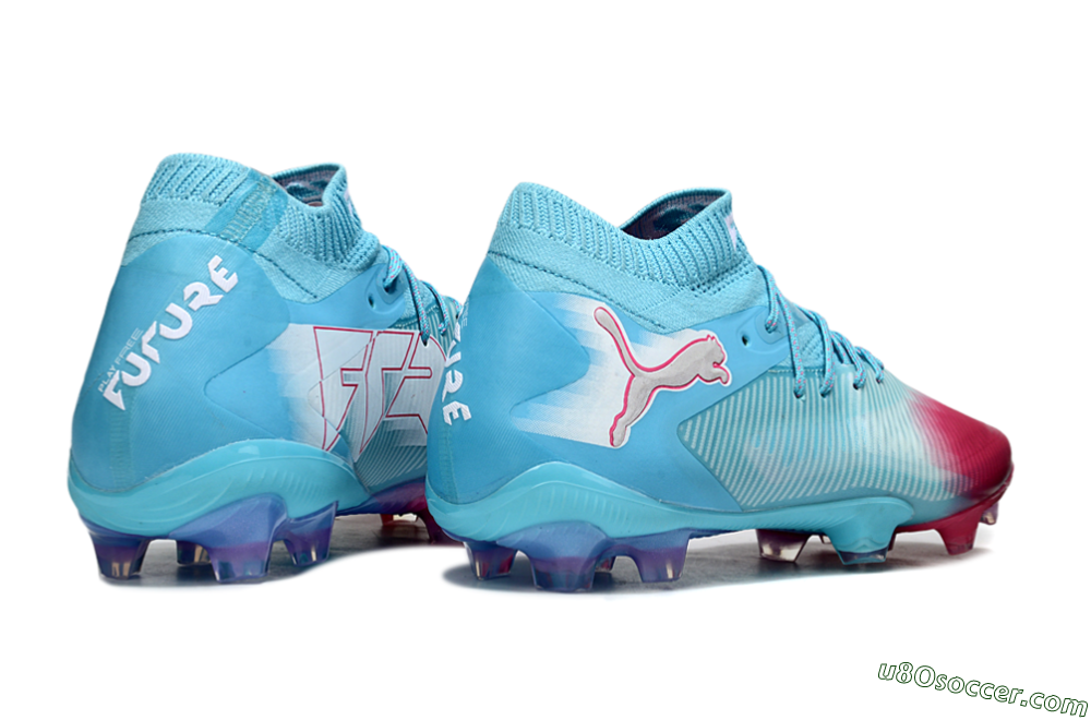 Puma Future 8 Ultimate FG Firm Ground Soccer Cleats - Cyan/Electric Blue/Crimson Red 6