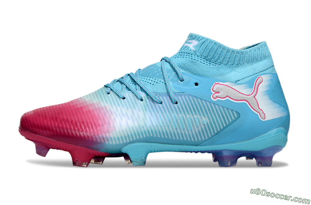 Puma Future 8 Ultimate FG Firm Ground Soccer Cleats - Cyan/Electric Blue/Crimson Red 2