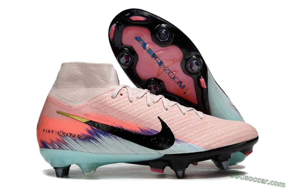 Nike Air Zoom Mercurial Superfly 10 Elite SG Soft Ground Soccer Cleats - Pink/Sunset Pink/Aqua Blue 1