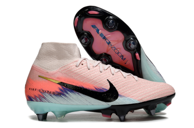 Nike Air Zoom Mercurial Superfly 10 Elite SG Soft Ground Soccer Cleats - Pink/Sunset Pink/Aqua Blue