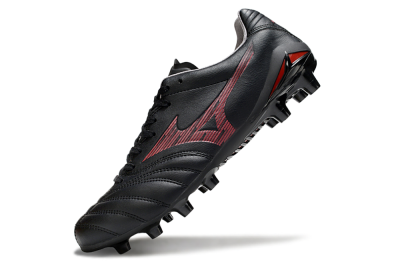 Mizuno Morelia Neo 4 FG Firm Ground Soccer Cleats - Black/Crimson Red/Charcoal Gray
