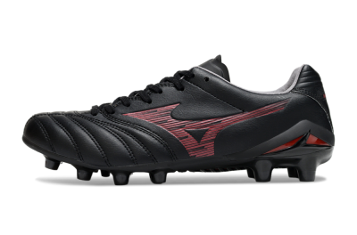 Mizuno Morelia Neo 4 FG Firm Ground Soccer Cleats - Black/Crimson Red/Charcoal Gray
