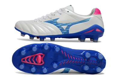 Mizuno Morelia Neo 4 FG Firm Ground Soccer Cleats - White/Electric Blue/Hot Pink