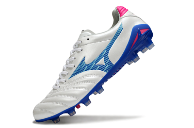 Mizuno Morelia Neo 4 FG Firm Ground Soccer Cleats - White/Electric Blue/Hot Pink
