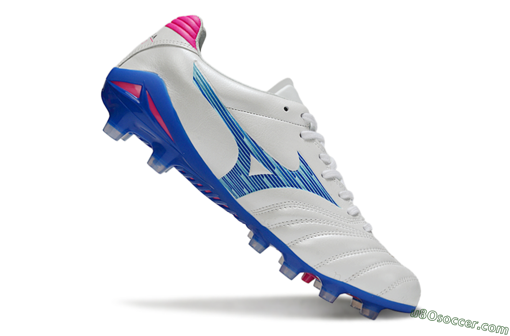 Mizuno Morelia Neo 4 FG Firm Ground Soccer Cleats - White/Electric Blue/Hot Pink 4