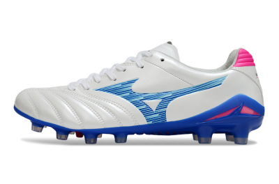 Mizuno Morelia Neo 4 FG Firm Ground Soccer Cleats - White/Electric Blue/Hot Pink