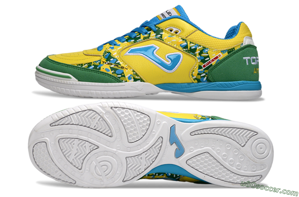 Joma Top Flex IC Indoor & Futsal Soccer Shoes - Yellow/Green Grass/Blue Sky 0
