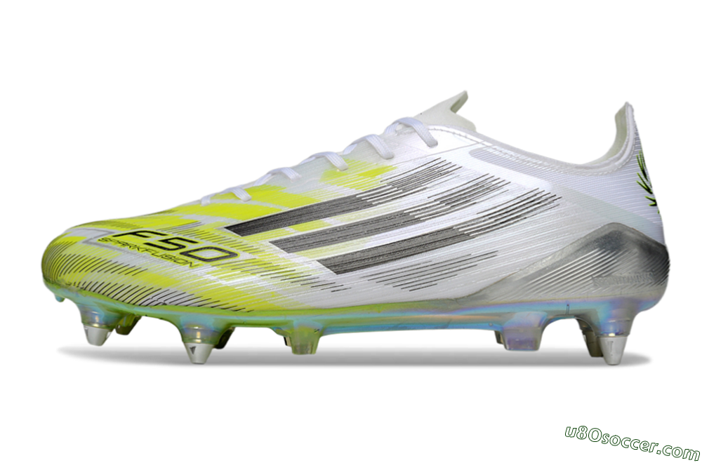 Adidas F50 Elite SG Soft Ground Soccer Cleats - White/Electric Yellow/Metallic Silver 2