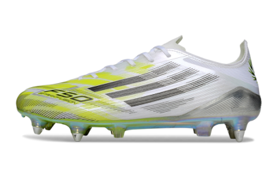 Adidas F50 Elite SG Soft Ground Soccer Cleats - White/Electric Yellow/Metallic Silver