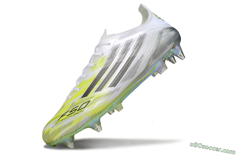 Adidas F50 Elite SG Soft Ground Soccer Cleats - White/Electric Yellow/Metallic Silver 5