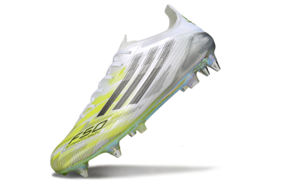 Adidas F50 Elite SG Soft Ground Soccer Cleats - White/Electric Yellow/Metallic Silver