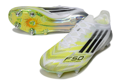 Adidas F50 Elite SG Soft Ground Soccer Cleats - White/Electric Yellow/Metallic Silver