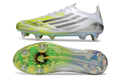 Adidas F50 Elite SG Soft Ground Soccer Cleats - White/Electric Yellow/Metallic Silver