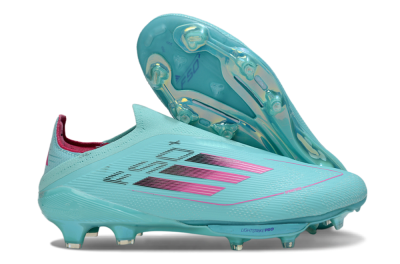 Adidas F50+ Elite Lightstrike Pro Laceless FG Firm Ground Soccer Cleats - Aqua/Coral Pink/Light Blue