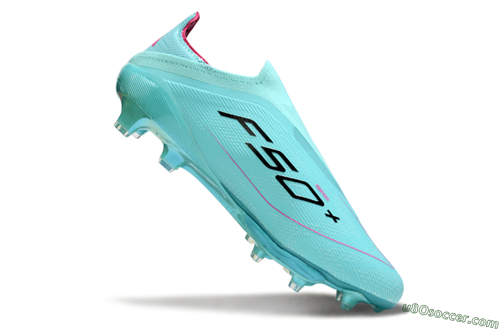 Adidas F50+ Elite Lightstrike Pro Laceless FG Firm Ground Soccer Cleats - Aqua/Coral Pink/Light Blue 4