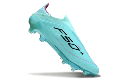 Adidas F50+ Elite Lightstrike Pro Laceless FG Firm Ground Soccer Cleats - Aqua/Coral Pink/Light Blue