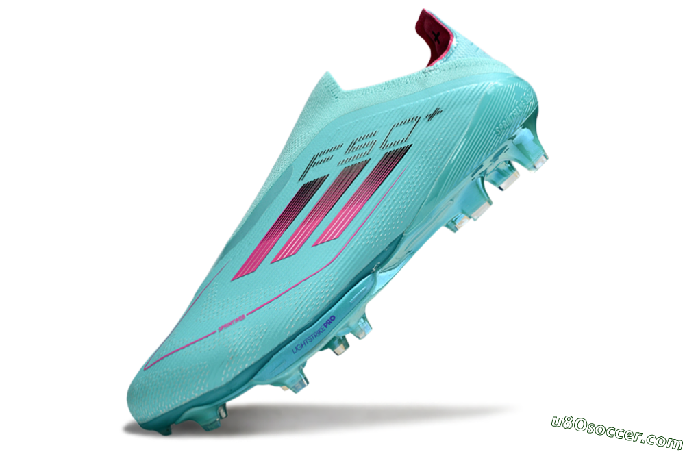 Adidas F50+ Elite Lightstrike Pro Laceless FG Firm Ground Soccer Cleats - Aqua/Coral Pink/Light Blue 5
