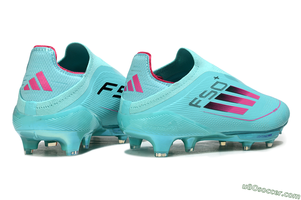 Adidas F50+ Elite Lightstrike Pro Laceless FG Firm Ground Soccer Cleats - Aqua/Coral Pink/Light Blue 6