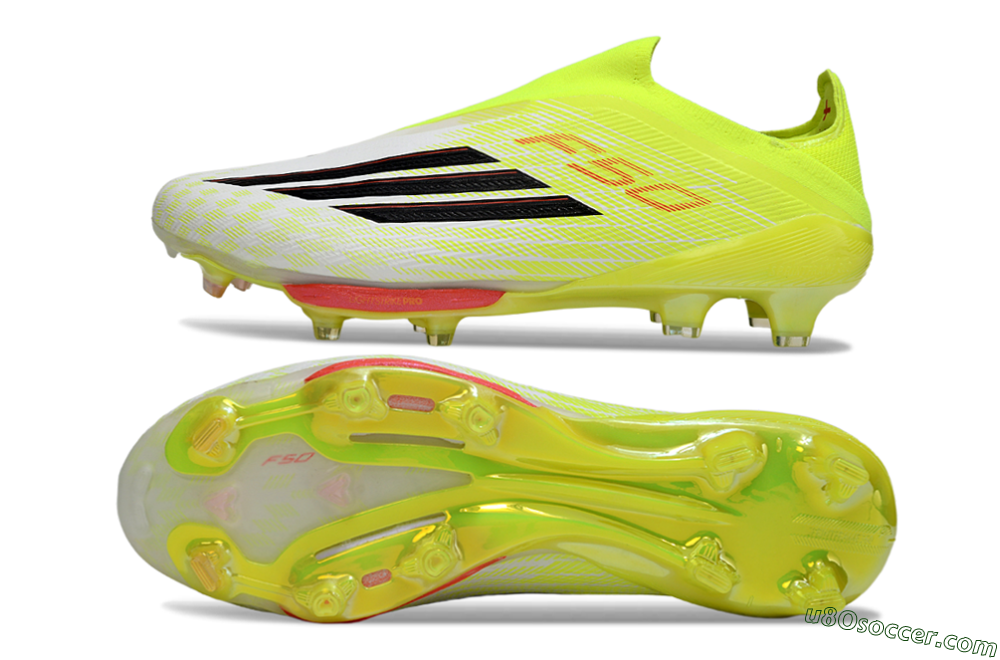 Adidas F50+ Elite Lightstrike Pro Laceless FG Firm Ground Soccer Cleats - Yellow/Lime Green/White 0