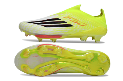 Adidas F50+ Elite Lightstrike Pro Laceless FG Firm Ground Soccer Cleats - Yellow/Lime Green/White