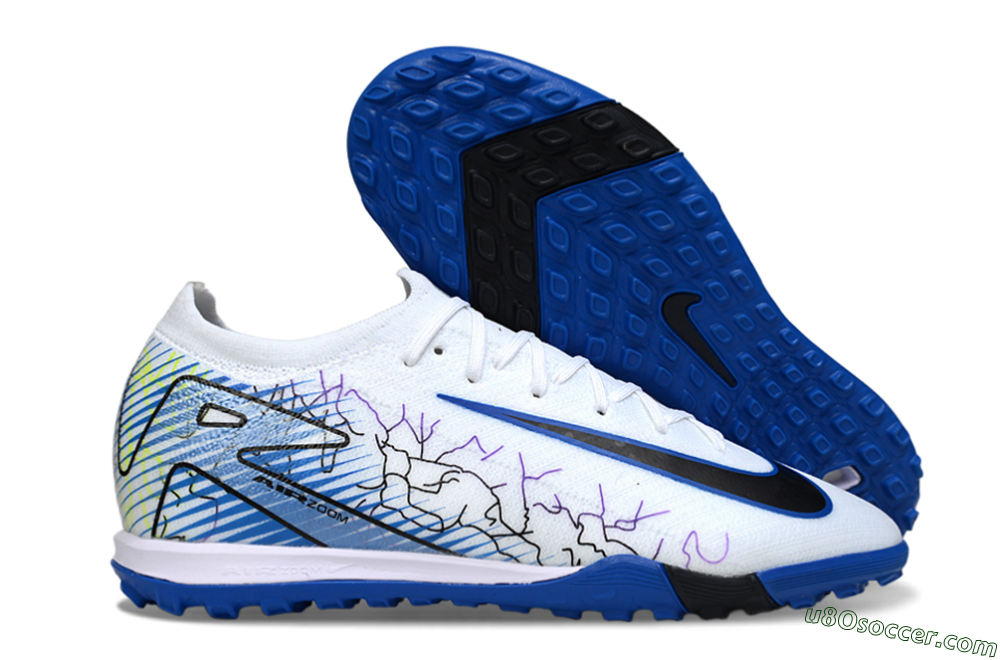 Nike Air Zoom Mercurial Vapor 16 Elite TF Artificial Turf Soccer Shoes - White/Electric Blue/Black 1