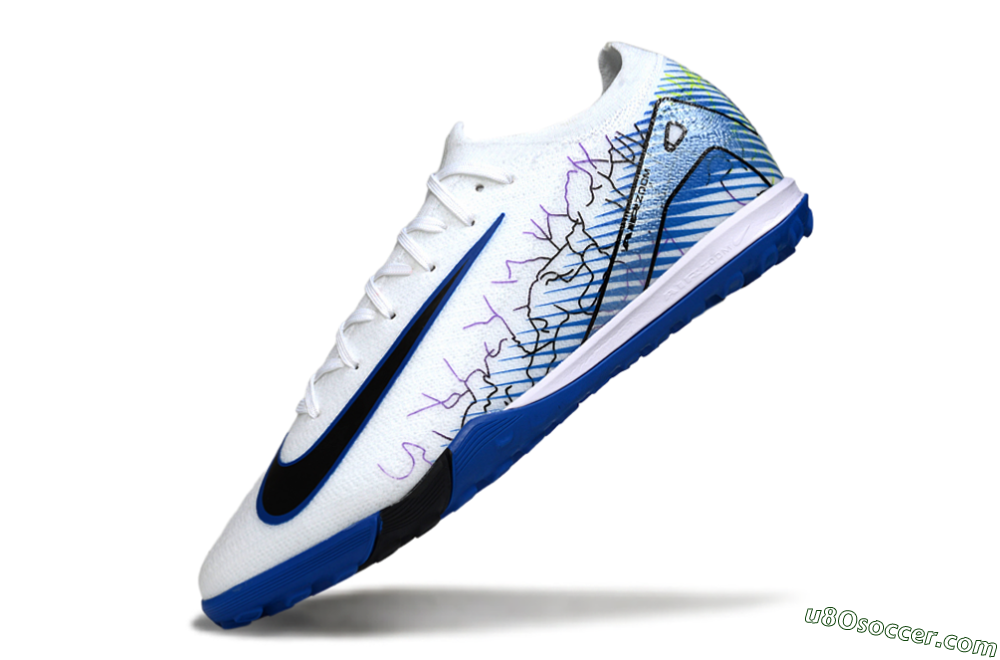 Nike Air Zoom Mercurial Vapor 16 Elite TF Artificial Turf Soccer Shoes - White/Electric Blue/Black 5