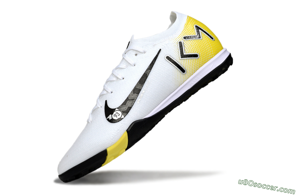 KM x Nike Air Zoom Mercurial Vapor 16 Elite TF Artificial Turf Soccer Shoes - White/Lemon Yellow/Black 5